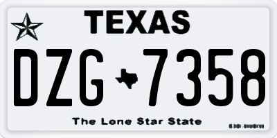 TX license plate DZG7358