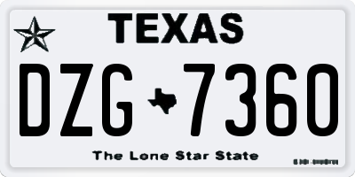 TX license plate DZG7360