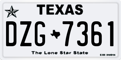 TX license plate DZG7361