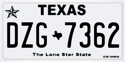 TX license plate DZG7362