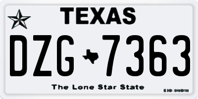 TX license plate DZG7363