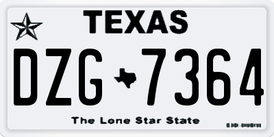 TX license plate DZG7364