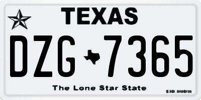 TX license plate DZG7365
