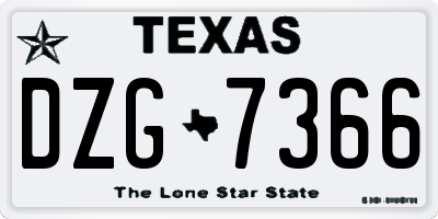 TX license plate DZG7366