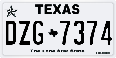 TX license plate DZG7374