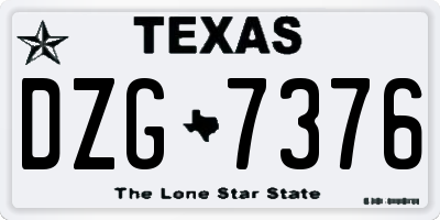 TX license plate DZG7376