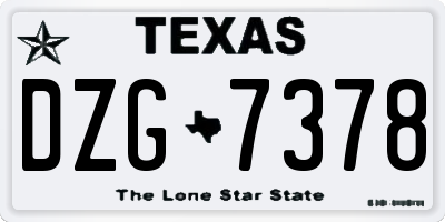 TX license plate DZG7378