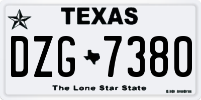 TX license plate DZG7380