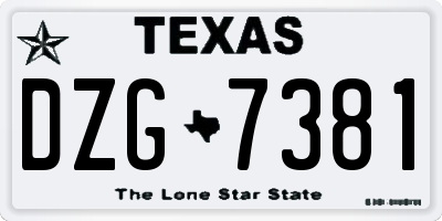 TX license plate DZG7381