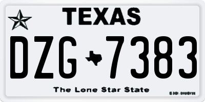 TX license plate DZG7383