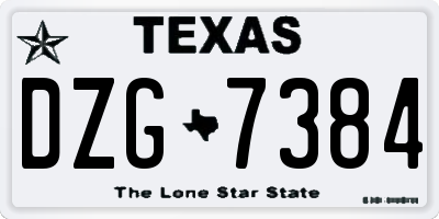TX license plate DZG7384