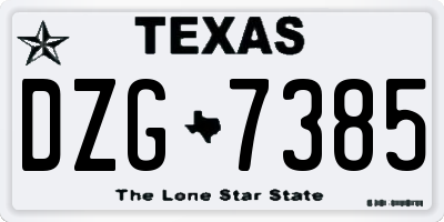 TX license plate DZG7385