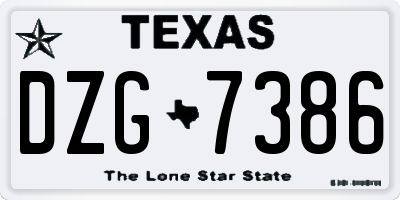 TX license plate DZG7386