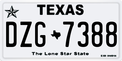 TX license plate DZG7388