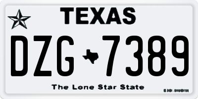 TX license plate DZG7389