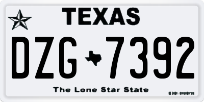 TX license plate DZG7392
