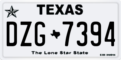 TX license plate DZG7394