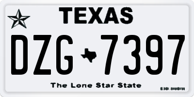 TX license plate DZG7397