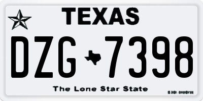 TX license plate DZG7398