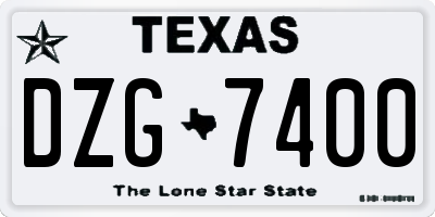 TX license plate DZG7400