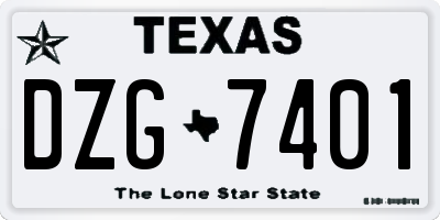 TX license plate DZG7401