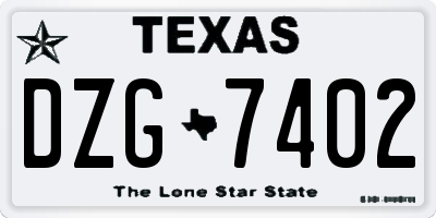 TX license plate DZG7402