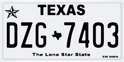 TX license plate DZG7403