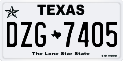 TX license plate DZG7405