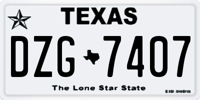 TX license plate DZG7407
