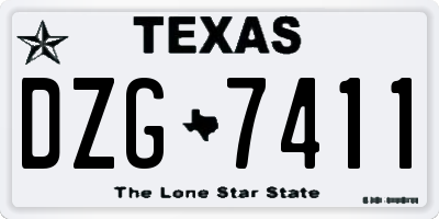 TX license plate DZG7411