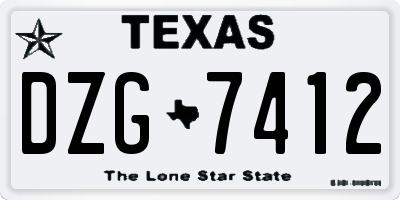 TX license plate DZG7412