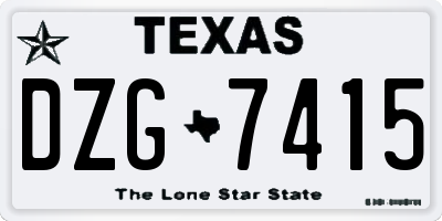 TX license plate DZG7415