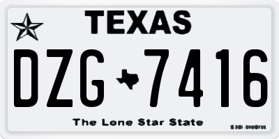 TX license plate DZG7416