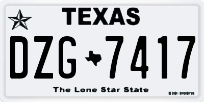 TX license plate DZG7417