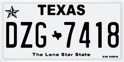 TX license plate DZG7418