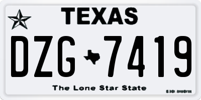 TX license plate DZG7419