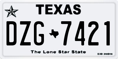 TX license plate DZG7421