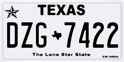 TX license plate DZG7422