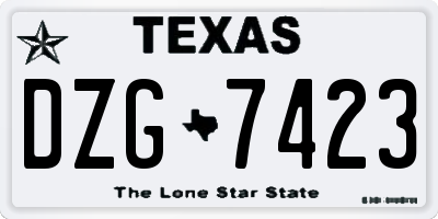 TX license plate DZG7423