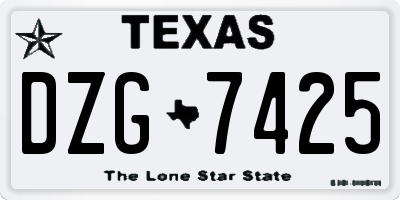 TX license plate DZG7425