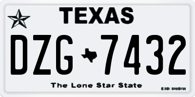 TX license plate DZG7432