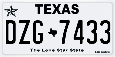 TX license plate DZG7433