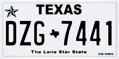 TX license plate DZG7441