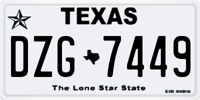 TX license plate DZG7449
