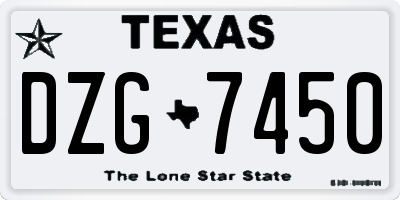 TX license plate DZG7450