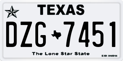 TX license plate DZG7451