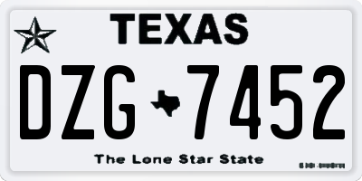 TX license plate DZG7452