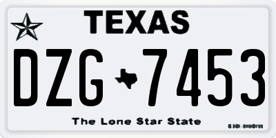 TX license plate DZG7453