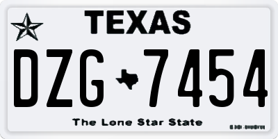 TX license plate DZG7454