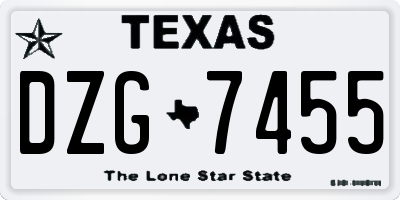 TX license plate DZG7455